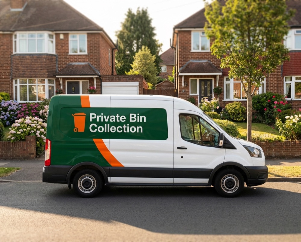Local bin collection van serving East Preston neighbourhood